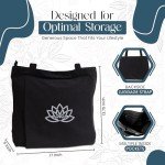 Hygge Beaute Black Yoga Bag for Women with Yoga Mat Carrier Bag for Small Sized Mats (17"x13.75"x5")-Canvas Shoulder Handbag Nurse Women Tote Bag for Workout, Travel, Beach, Yoga and Gym