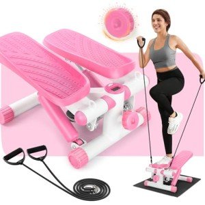 Ktaxon Mini Stepper Stair Stepper, Steppers for Exercise with 330LB Weight Capacity, Workout Equipment for Total Body Workout with Multiple Stability Design, Widened Foot Plate and Floor Mat(Pink)