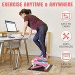 Ktaxon Mini Stepper Stair Stepper, Steppers for Exercise with 330LB Weight Capacity, Workout Equipment for Total Body Workout with Multiple Stability Design, Widened Foot Plate and Floor Mat(Pink)