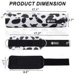 J Bryant Cow Print Barbell Pad Set Including 2 Ankle Straps for Cable Machines, Hip Resistance Band, Weight Lifting Straps, and Thick Cushioned Hip-Thrust Pad with Carry Bag for Squats and Bench Press