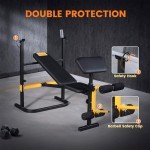 SPORTSOUL Adjustable Weight Bench Press Set with Squat Dual Function Leg Exercises Preacher Curl Rack Pad Strength Training for Home Gym Full Body Workout Multi-functional