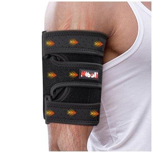 Hiball Triceps & Bicep Tendonitis Brace, Upper Arm Compression Sleeve for Women Men, Bicep Compression Sleeve & Wrap, Upper Arm Support Band for Pain Relief, Edema, Muscle Strains Tear Injury (Single)