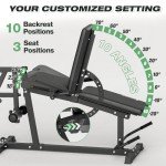 Eisenlink Leg Extension and Curl Machine, Fit for Both 1'' and 2'' Weight Plates, Leg Developer for Strength Training, Home Gym Bench for Full Body Workouts