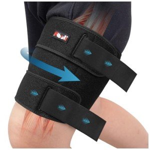 Hiball Adjustable Thigh Brace, Hamstring & Thigh Compression Sleeve, Hamstring Compression Wrap for Women and Men, Quad Support Brace With 4 Pressure Straps, Upper Leg Brace for Pulled Groin Muscle