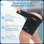 Hiball Adjustable Thigh Brace, Hamstring & Thigh Compression Sleeve, Hamstring Compression Wrap for Women and Men, Quad Support Brace With 4 Pressure Straps, Upper Leg Brace for Pulled Groin Muscle