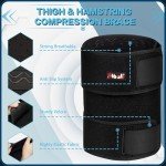Hiball Adjustable Thigh Brace, Hamstring & Thigh Compression Sleeve, Hamstring Compression Wrap for Women and Men, Quad Support Brace With 4 Pressure Straps, Upper Leg Brace for Pulled Groin Muscle