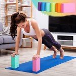 Junkin 12 Pcs Yoga Blocks with Strap Set, 9'' x 6'' x 3'' EVA Foam Yoga Blocks 72 Inch Stretching Yoga Strap Adjustable Yoga Belt Exercise Stretch Bands with D Ring Buckle for Workout Fitness Dance