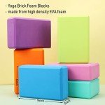 Junkin 12 Pcs Yoga Blocks with Strap Set, 9'' x 6'' x 3'' EVA Foam Yoga Blocks 72 Inch Stretching Yoga Strap Adjustable Yoga Belt Exercise Stretch Bands with D Ring Buckle for Workout Fitness Dance