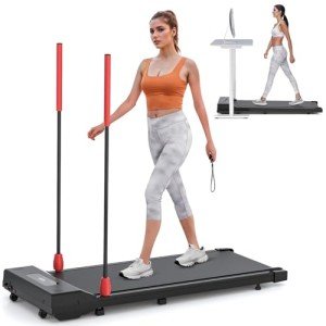 Under Desk Treadmill, Walking Pad for Home/Office, Portable Walking Treadmill Walking Jogging Machine with Walking Bar, Remote Control LED Display (2024 New Version)