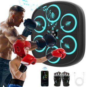 Yucate 2024 Upgrade Smart Music Boxing Machine for Adults and Kids, Wall Mounted Bluetooth Electronic Boxing Trainer with Gloves, Boxing Target Workout Equipment for Home, Office, Gym