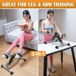 TABEKE Under Desk Bike Pedal Exerciser, Fully Assembled Mini Exercise Bike for Leg and Arm Workouts, Foldable Desk Bike Peddler Machine for Seniors with Clear LCD Display & Adjustable Resistance