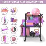 Home Gym Storage Rack,Workout Equipment Gym Organizer,Weight Rack,Yoga Mat Storage Holder,Foam Roller,Gym Home Exercise Equipment Organizer for Home Workouts and Gym Shelf (Black)