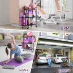 Home Gym Storage Rack,Workout Equipment Gym Organizer,Weight Rack,Yoga Mat Storage Holder,Foam Roller,Gym Home Exercise Equipment Organizer for Home Workouts and Gym Shelf (Black)