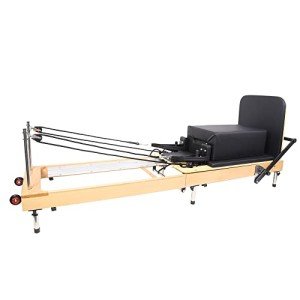 Pilates Reformer Pro, Studio Grade Foldable Pilates Machine Bundle with Reformer Box, Padded Jump Board for Gym Workout and Home Use(Black)