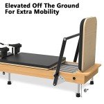 Pilates Reformer Pro, Studio Grade Foldable Pilates Machine Bundle with Reformer Box, Padded Jump Board for Gym Workout and Home Use（Black）