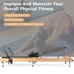 Pilates Reformer Pro, Studio Grade Foldable Pilates Machine Bundle with Reformer Box, Padded Jump Board for Gym Workout and Home Use（Black）