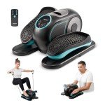 HUEIYEH Under Desk Elliptical Machine, Ellipse Leg Exerciser for Seniors, Seated Pedal Exerciser with Resistance Bands Non Slip Mat, Remote Control, 12 Adjustable Speeds for Home, Seniors, Adults