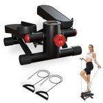 NICEBINGO 350 LBS Capacity Mini Stair Steppers for Exercise with Resistance Bands, Black & Red