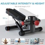 NICEBINGO 350 LBS Capacity Mini Stair Steppers for Exercise with Resistance Bands, Black & Red