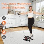 NICEBINGO 350 LBS Capacity Mini Stair Steppers for Exercise with Resistance Bands, Black & Red
