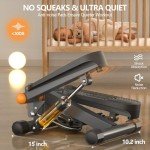 Steppers for Exercise at Home, Mini Stepper with Resistance Bands, Super Quiet Fitness Stair Stepper with 350LBS Loading Capacity - 2024 Upgrade Version
