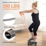 Steppers for Exercise at Home, Mini Stepper with Resistance Bands, Super Quiet Fitness Stair Stepper with 350LBS Loading Capacity - 2024 Upgrade Version