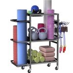 3-Tier Yoga Mat Storage Rack with Wheels