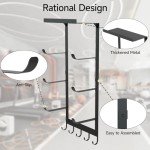 Wall-Mounted Yoga Mat Holder with Storage Hooks