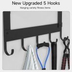 Wall-Mounted Yoga Mat Holder with Storage Hooks