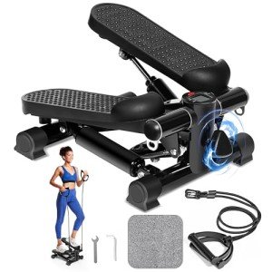 Adjustable Mini Stepper with Resistance Bands & Monitor