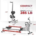 Sunny Health Unisex Water Rowing Machine - Gray