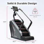 Sunny Health & Fitness Premium High-Intensity Stepper Stair Climber, Commercial Grade Stepmill Exercise Machine, 25 Levels of EMS, Free SunnyFit App Bluetooth Connection 400LB Capacity - SF-X7300