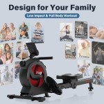 SNODE Magnetic Rowing Machine for Home Use with 16 Level Resistance, Sturdy Rower Machine with 350lb Weight Capacity, LCD Monitor, Ergonomic Seat, Dual Rail