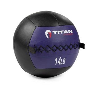 Titan Fitness Soft Leather Medicine Wall Ball 14 lb. Durable, Endurance, Cardio, Core Strength