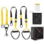 Home Resistance Training Kit, Resistance Trainer Fitness Straps for Full-Body Workout, Bodyweight Resistance Bands with Handles, Door Anchor, Workout Guide for Home Gym (Resistance) (Black, Yellow)