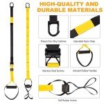 Home Resistance Training Kit, Resistance Trainer Fitness Straps for Full-Body Workout, Bodyweight Resistance Bands with Handles, Door Anchor, Workout Guide for Home Gym (Resistance) (Black, Yellow)