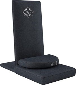 Mindful Modern Folding Pro Meditation Chair - Adjustable Meditation Seat with Back Support and Half Moon Buckwheat Meditation Cushion - Comfortable Mindfulness Living Room Floor Chair