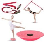Leg Stretching Strap and Ballet Balance Board, 2 Pc. Set, Stretching, Disc Core Trainer and Flexibility Equipment for Dance, Gymnastics, Cheer or Figure Skating, Portable