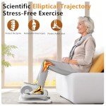 DamKee Under Desk Elliptical Exercise Machine, Ellipse Leg Exerciser As Seen On TV with 12 Speed, Electric Foot Leg Exerciser While Sitting for Seniors, Portable Seated Pedal Exerciser with Remote/LCD