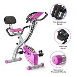 Portable Folding Exercise Bike with Adjustable Backrest