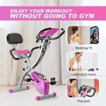 Portable Folding Exercise Bike with Adjustable Backrest