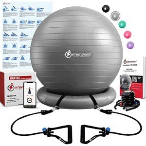 Yoga Ball Chair with Resistance Bands – 65 cm