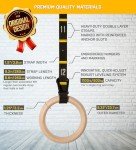Adjustable Wooden Gym Rings with Exercise Video