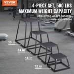 VEVOR 4-Piece Plyometric Jump Box Set, Black