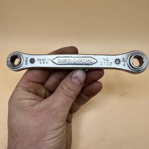 Vintage Duro Chrome 3/8” X 7/16” Ratcheting Double Box Wrench 6 Point No 0702