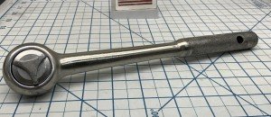 Possibly Duro-Chrome 675,  1/2" Drive 10" Long Knurled Round Head Ratchet USA