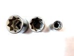 (3) DURO-CHROME USA 8-Point STAR DBL. SQUARE 1/2" Dr. Sockets 13/16, 11/16, 3/8