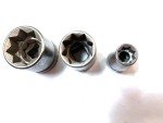 (3) DURO-CHROME USA 8-Point STAR DBL. SQUARE 1/2" Dr. Sockets 13/16, 11/16, 3/8