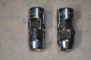 Duro Chrome 2pc 3/8" Drive 6pt Universal Joint Sockets, 3/8" & 7/16", USA