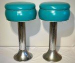 Duro Chrome Bar Stools Pair - Teal Blue Green